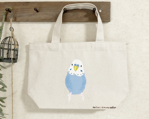 セキセイインコのお散歩バッグ トートバッグ あおいとりきももyoshico
