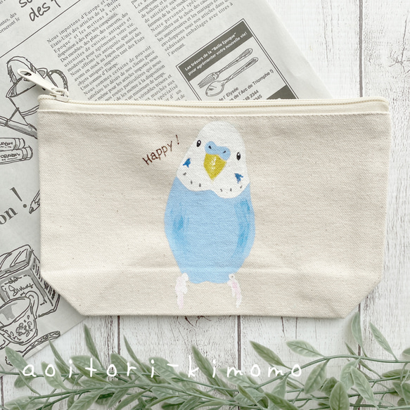 セキセイインコのポーチ ポーチ あおいとりきももyoshico. 通販