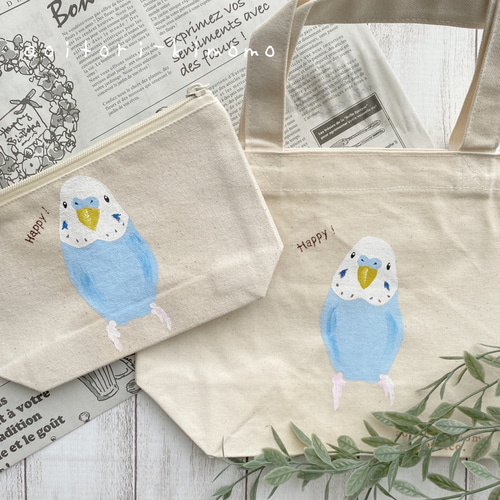 セキセイインコのポーチ ポーチ あおいとりきももyoshico. 通販