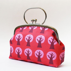 ハンドバッグがま口・ピンクの木 2枚目の画像