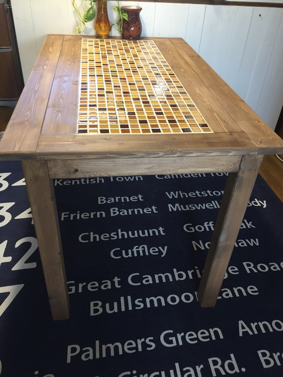 ガラスモザイクタイル⭐️テーブル ダイニングテーブル ここママ