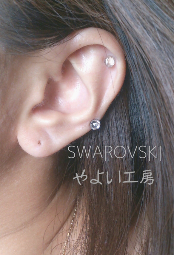 再販 4♡ 一粒 SWAROVSKI 軟骨ピアスに♡ (ピアス*イヤリング*イヤーカフ) 1枚目の画像