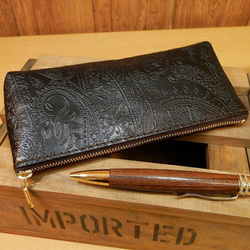 ☆上品ダークネイビー☆ペイズリー柄レザーのミニトートバッグです♪S