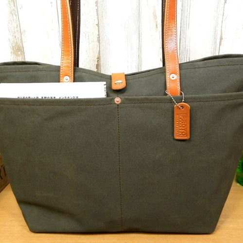 受注生産・送料無料】7つポケット！本革×帆布の大型トート