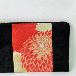 送料無料！ステキな刺繍の帯リメイククラッチバック クラッチ
