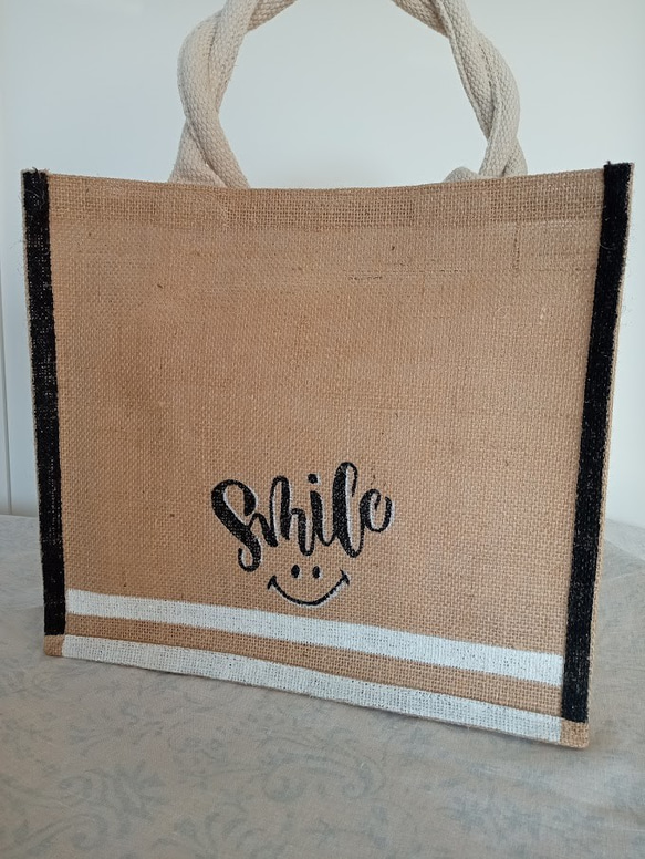 大人のジュートバッグ SMILE×ニコちゃんデザイン☆ トートバッグ 
