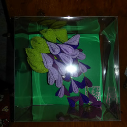 つまみ細工、紫藤のブローチ（ヘアクリップ） 4枚目の画像
