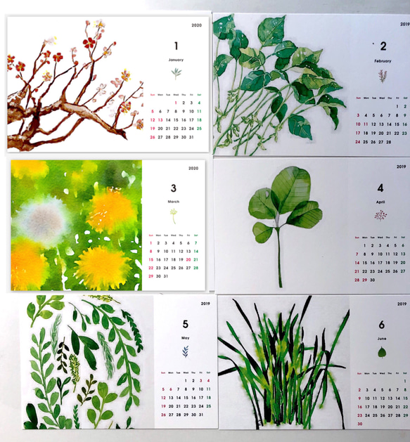 【2019年４月から植物・草】卓上カレンダー/受注制作 3枚目の画像