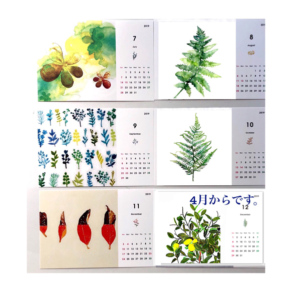 【2019年４月から植物・草】卓上カレンダー/受注制作 4枚目の画像