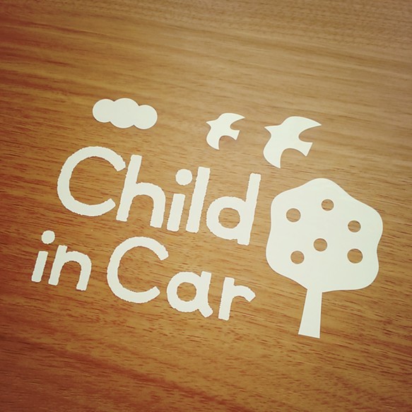 child in car ステッカー くもととり 1枚目の画像