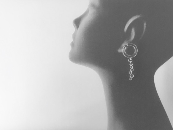 玻璃環的耳套（雙耳） 耳環/耳環配件的替代品 對於金屬過敏的人士 第3張的照片