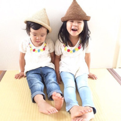 【受注生産】小人さんのとんがり帽子△麦わら帽子(ナチュラル) 3枚目の画像