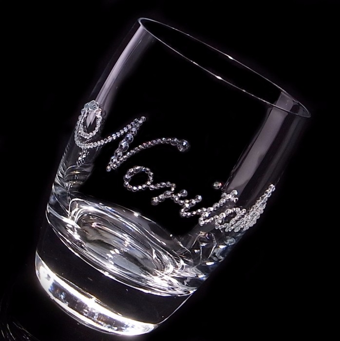 タンブラー　　ネームグラス　筆記体 デコグラス