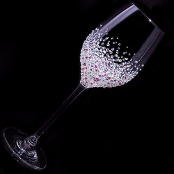 白ワイングラス　バブルシャワー　デコグラス　スワロフスキー 2枚目の画像