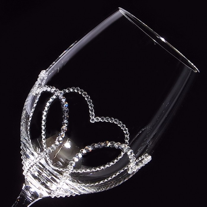 ワイングラス　３連ハート　デコグラス
