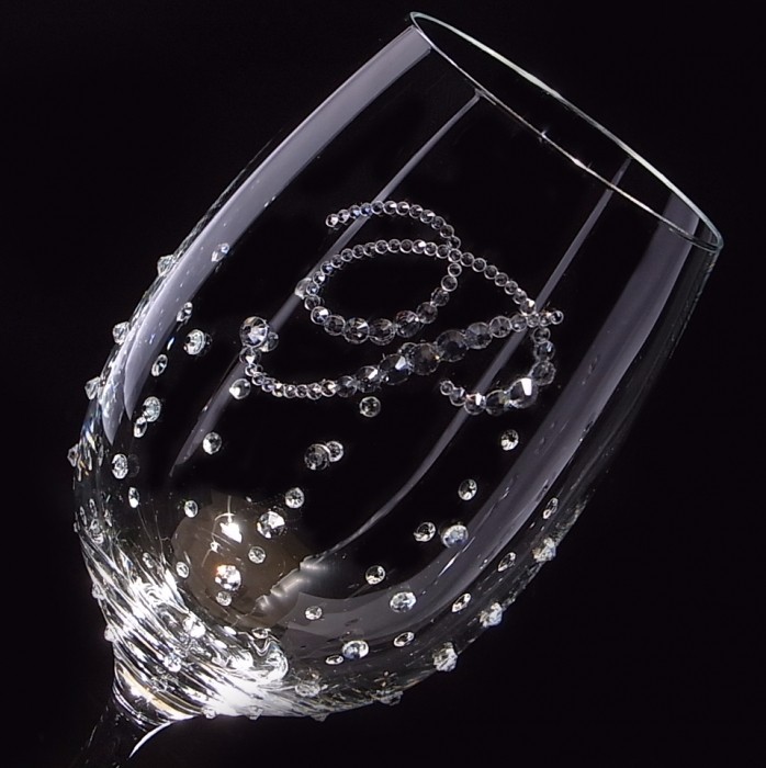 ワイングラス　イニシャル×ドット　クリスタル　デコグラス 7,252円