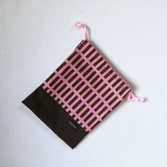 【受注製作】《入園入学グッズ》給食袋、ランチョンマットセット（ピンク×ブラウン四角） 7枚目の画像