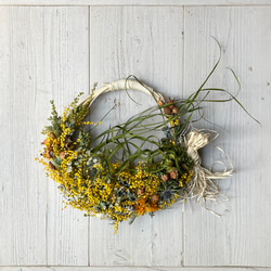 9.ミモザハーフリース ミモザを使ったハーフリースの作り方 少量のミモザで簡単フラワー