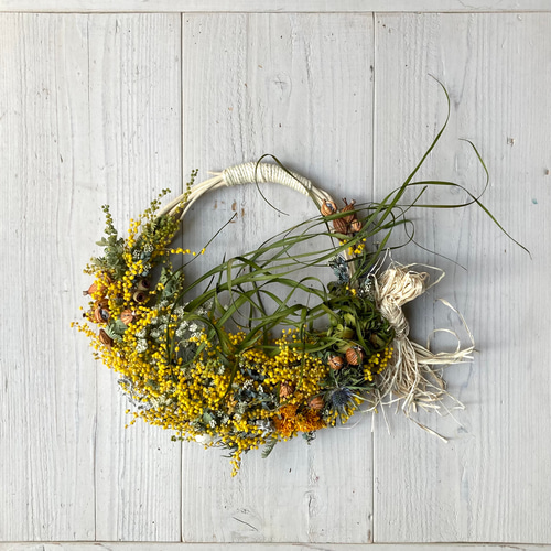 ミモザのハーフリース・風を感じて リース NATURAL COLOR 通販