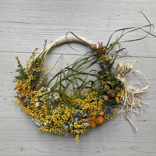 ミモザのハーフリース・風を感じて リース NATURAL COLOR 通販