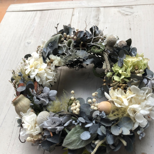 シック・優しいグレーグリーン.プリザーブドフラワー・ドライフラワー  