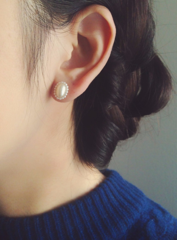 "vintage"petit blanc(pierced earrings・両耳用) 4枚目の画像