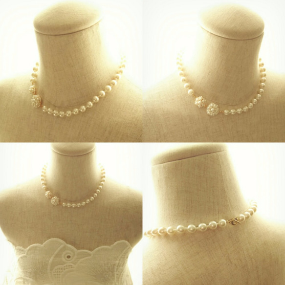 【sold】*set*bouquet de mariée【ネックレス＆両耳用ピアスorイヤリング×パール】 7枚目の画像