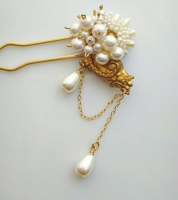 【sold】blanc bijou-kanzashi【簪(かんざし)×パール】 4枚目の画像