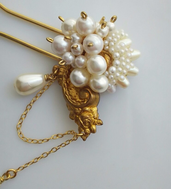 【sold】blanc bijou-kanzashi【簪(かんざし)×パール】 5枚目の画像