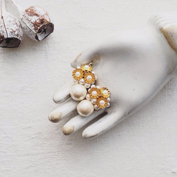 *fleuron-cotton pearl-*ピアスorイヤリング/真鍮×コットンパール 2枚目の画像
