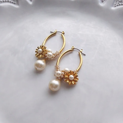 ◇◇limited◇◇*vintage*ピアス/brass×パール*bouquet-anneau* 2枚目の画像