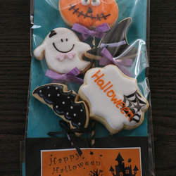 季節限定＜ハロウィンのアイシングクッキー・ポップクッキー5本セット＞Halloween pop cookies 3枚目の画像