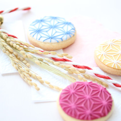 麻の葉柄の3色アイシングクッキー（Japanese pattern icing cookie) 2枚目の画像