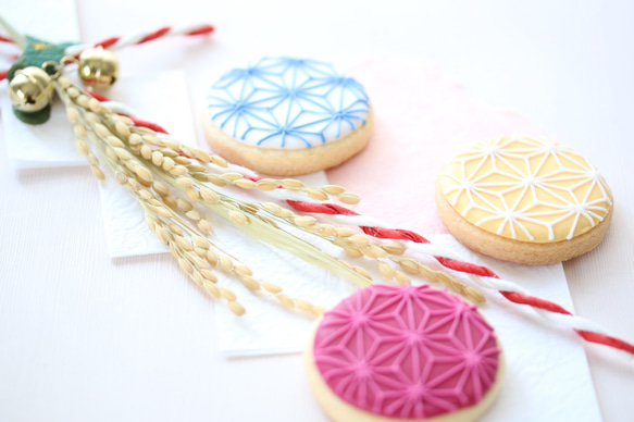 麻の葉柄の3色アイシングクッキー（Japanese pattern icing cookie) 2枚目の画像