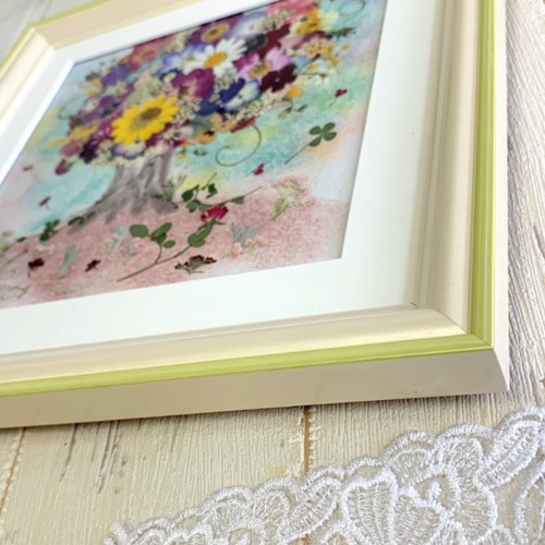 美品　ヴィンテージ　押し花　木製額　大きめ　落ち着いた色合いが素敵な　花　絵 0_a49008f39c487c2d1620deb9b33b