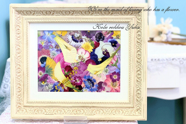 本物の押し花の絵画/額縁有り 本物の押し花の絵画/額縁有り