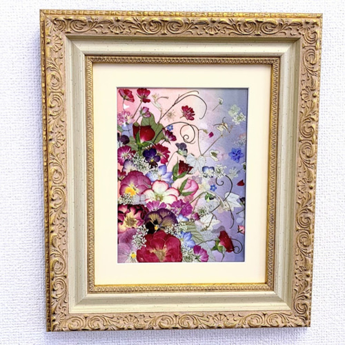 ゴージャスなロココ調フレームの花舞 押し花アート額 その他 ゴージャスなロココ調フレームの花舞 押し花アート額 その他
