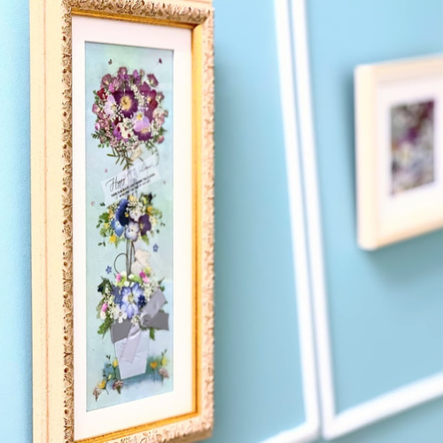 押し花アート✿トピアリー✿押し花額 インテリア雑貨 花 絵画 アート 額装 押し花 押し花アート 押し花額 トピアリー クリスマス フラワー