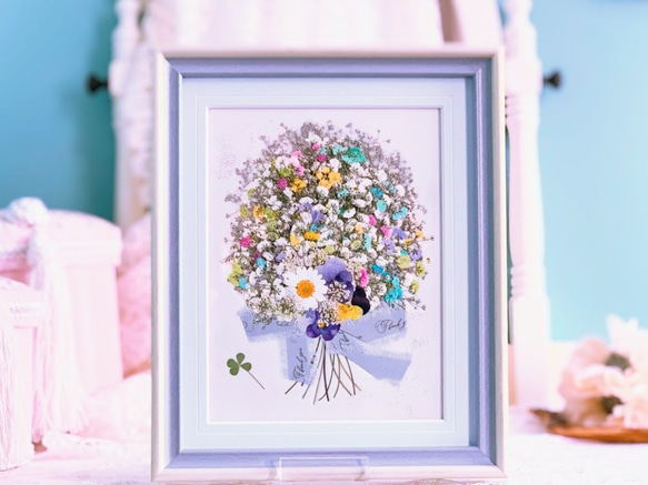 美品　押し花アート額 花に囲まれて幸せ気分 押し花アート額 - 押し花額専門店 神戸