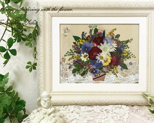 豪華な花瓶押し花アート額 その他アート 神戸六甲 優花 通販 4208970