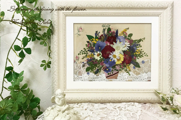 豪華な花瓶押し花アート額 その他アート 神戸六甲 優花 通販 4208970