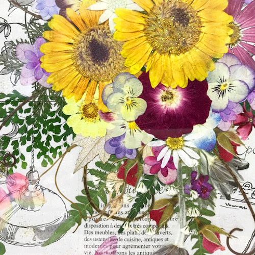 ガーベラのブーケアレンジ 押し花額 インテリアアートフレーム その他