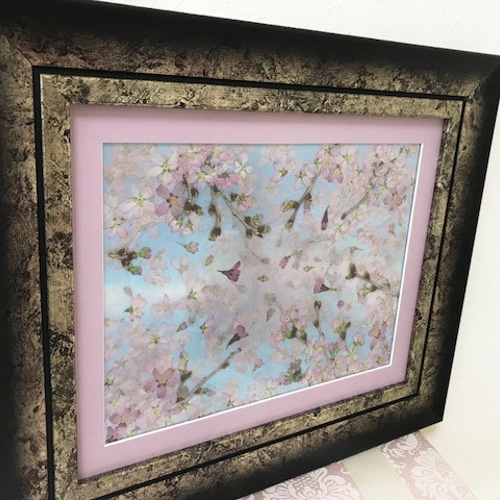 桜舞う 押し花アート インテリアフレーム その他アート 神戸六甲 優花