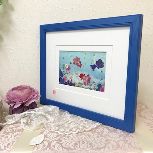 押し花アート 額縁込み (54cm×44cm) 赤華 誰でも簡単！ フォトフレームを使った押し花アートの作り方