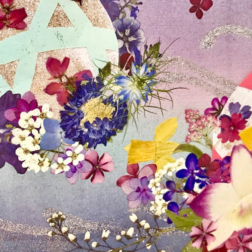 押し花アート 花手毬 縁起の良い押し花額 その他アート 神戸六甲 優花