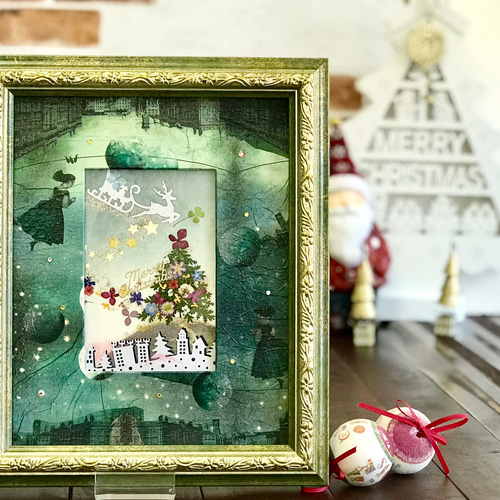 クリスマス押し花アート額 13 その他アート 神戸六甲 優花 通販