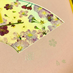 桜と梅と和歌の扇面押し花アートフレーム額 3枚目の画像