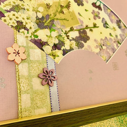 桜と梅と和歌の扇面押し花アートフレーム額 5枚目の画像