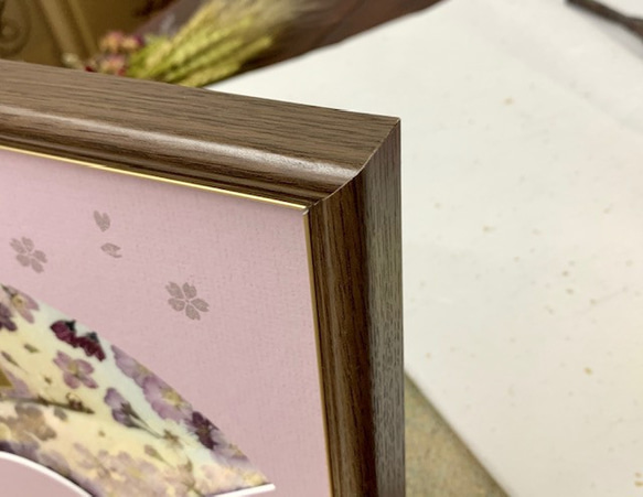 桜と梅と和歌の扇面押し花アートフレーム額 7枚目の画像