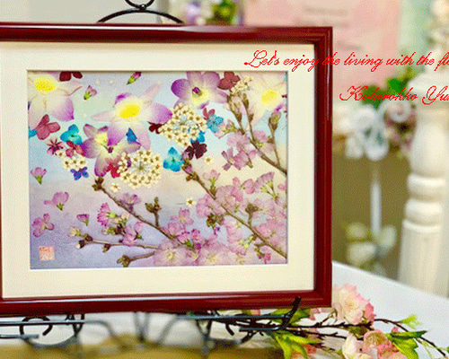 桜舞う頃に 押し花アート額 その他アート 神戸六甲 優花 通販